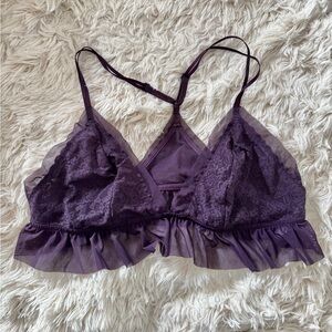 purple Aerie flounce lace bra bralette